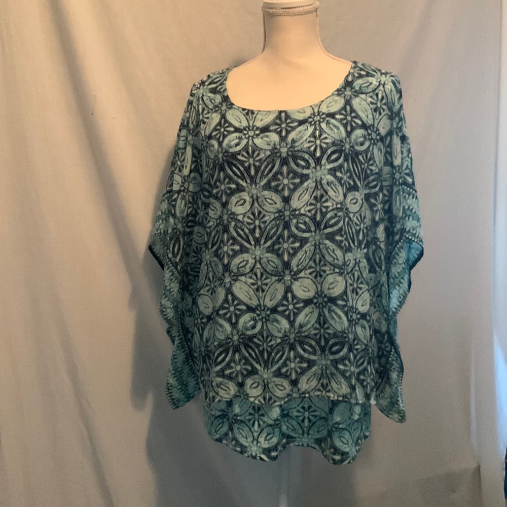 Kim Rogers. Green and blue top.   Size 1X